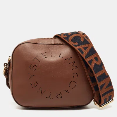 Pre-owned Stella Mccartney Brown Faux Leather Small Logo Camera Crossbody Bag