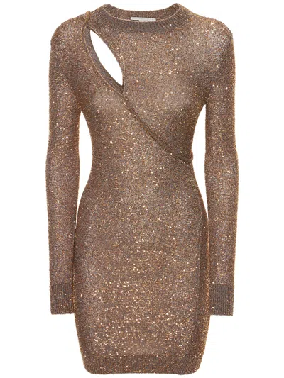 Stella Mccartney Brown Fitted Dress With Long Sleeves Elegant