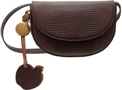 Stella Mccartney Brown Frayme Scale-embossed Bag In Burgundy