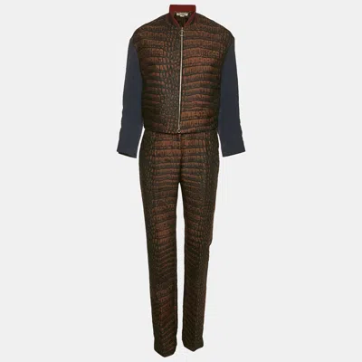 Pre-owned Stella Mccartney Brown Jacquard Jacket And Trousers Set Xs/m
