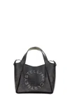 Stella Mccartney Brown Leather Tote Bag With Embroidered Logo And Dual Carry Options In Black