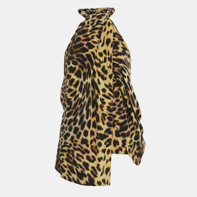 Pre-owned Stella Mccartney Brown Leopard Print Silk Sleeveless Top M