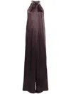 Stella Mccartney Chain Halterneck Satin Midi Dress In Brown