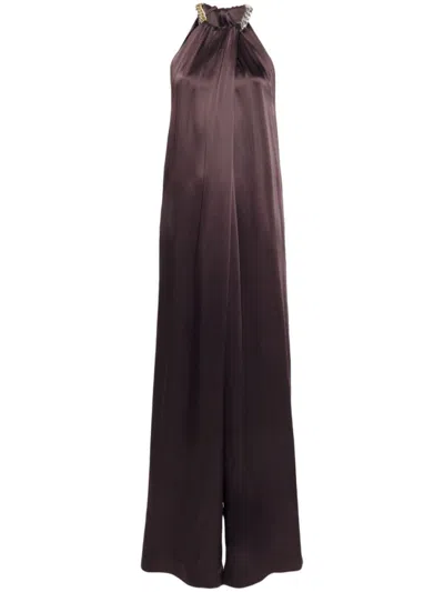 Stella Mccartney Sphere Embellished Jumpsuit Halterneck Wide Leg In Brown