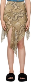 Stella Mccartney Womens Multicolor Brown Python Asymmetric-hem Silk Midi Skirt In 2203 Multicol Brown