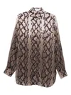 Stella Mccartney Long Sleeve Collared Shirt With Snake Print In Brown