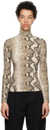 Stella Mccartney Brown Python Long Sleeve T-shirt In 2203 Multicol Brown