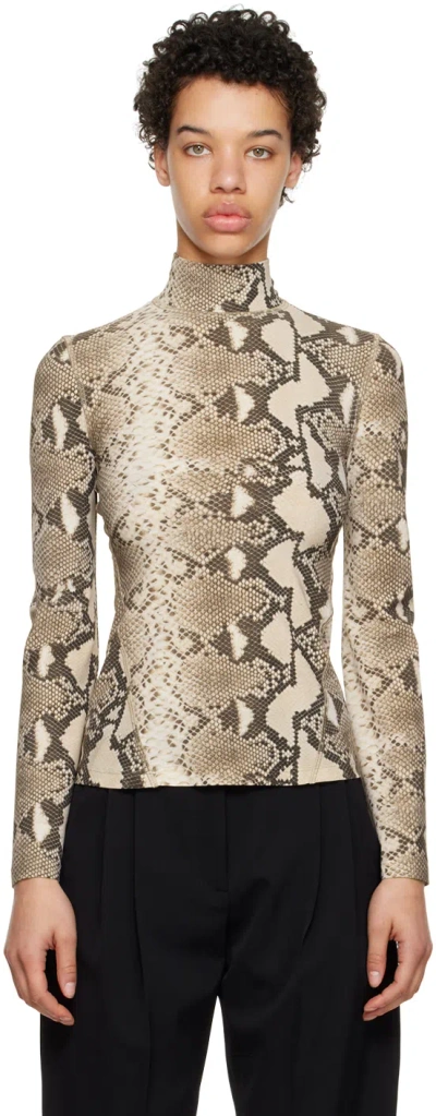 Stella Mccartney Brown Python Long Sleeve T-shirt In 2203 Multicol Brown