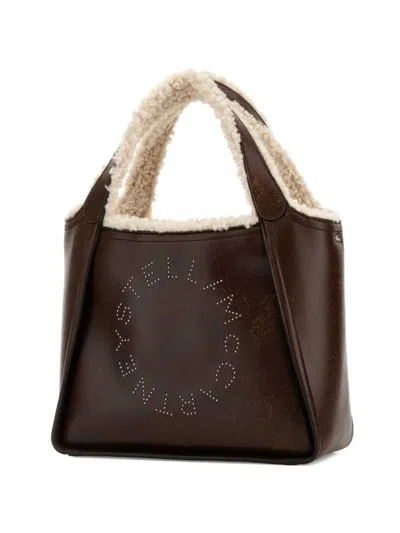Stella Mccartney Brown Round Logo Top Bag