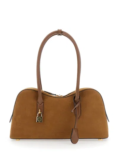 Stella Mccartney Brown Shoulder Bag With Padlock With Logo Detail In Ecoleather Woman