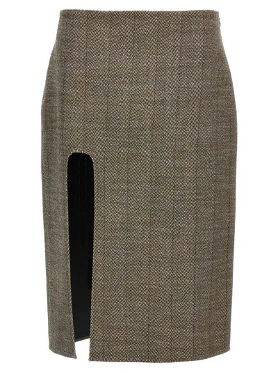 STELLA MCCARTNEY BROWN SLIT TWEED SKIRT