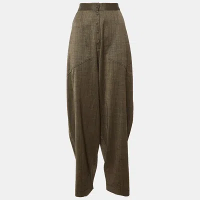 Pre-owned Stella Mccartney Brown Striped Wool Wide Leg Trousers M