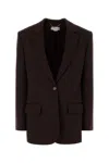 Stella Mccartney Wool Blazer With Notch Lapel And Back Vent In Brown