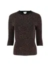 Stella Mccartney Textured Snake Jacquard Elbow-sleeve Top In Brown