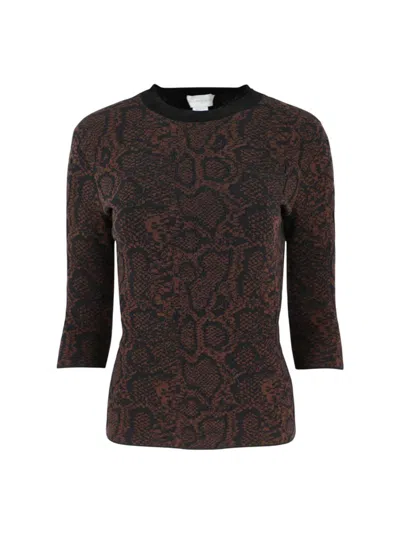 STELLA MCCARTNEY STELLA MCCARTNEY BROWN/BLACK TEXTURED SNAKESKIN JACQUARD TOP