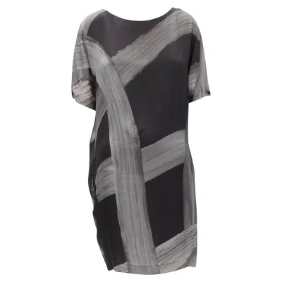 Stella Mccartney Brush Stroke Print Bateau Dress In Black