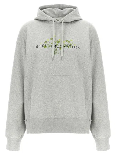 STELLA MCCARTNEY BRUSHED COTTON HOODIE WITH FRONT LOGO EMBROIDERY