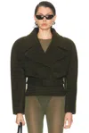Stella Mccartney Brushed Wool Short Coat In Brown