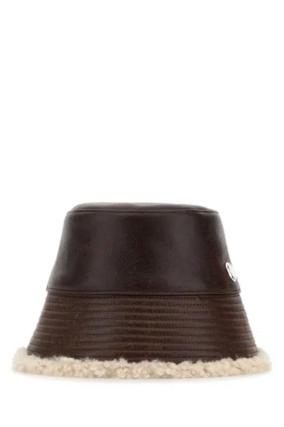 Stella Mccartney Bucket Brushed Nylon & Sherpa Bucket Hat In Brown