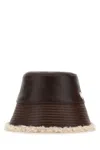 Stella Mccartney Dark Brown Solid Bucket Hat In Metallic