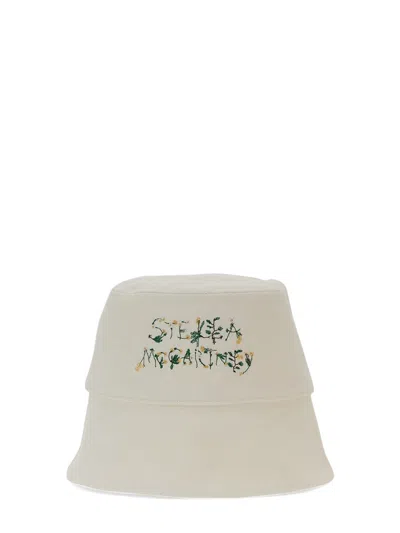 Stella Mccartney Embroidered-logo Bucket Hat In White
