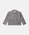 Stella Mccartney Bug Band Print Denim Jacket In Gray