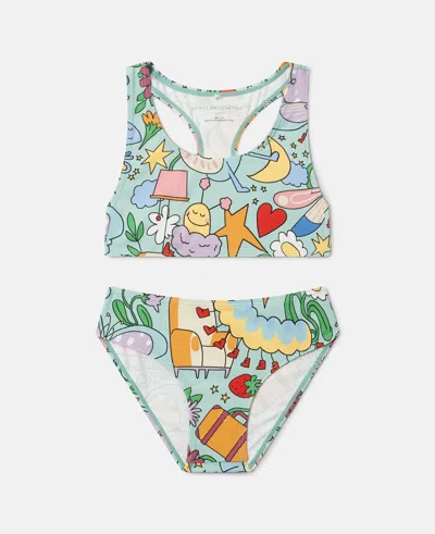 Stella Mccartney Kids' Bug Hotel Print Bikini In Green