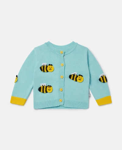 Stella Mccartney Kids' Bumblebee Crochet Appliqué Cardigan In Blue