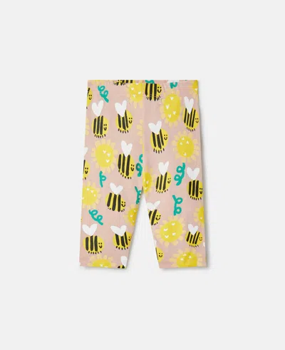 Stella Mccartney Kids' Bumblebee Sunflower Print Leggings In Pink Multicolour