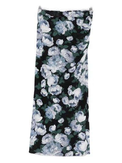 Stella Mccartney Bunch Of Roses Long Skirt In Black
