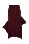 Stella Mccartney Cotton Skirt With Asymmetric Hem And Ribbed Texture In Burgundy
