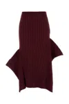 Stella Mccartney Cotton Skirt With Asymmetric Hem And Ribbed Texture In Burgundy