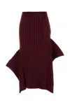 Stella Mccartney Cotton Skirt With Asymmetric Hem And Ribbed Texture In Burgundy