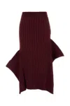 Stella Mccartney Cotton Skirt With Asymmetric Hem And Ribbed Texture In Red