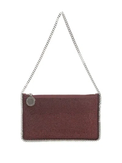 Stella Mccartney Burgundy Crystal-embellished Shoulder Bag With Chain Link Strap