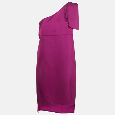 Pre-owned Stella Mccartney Burgundy Pink Satin One Shoulder Mini Dress S
