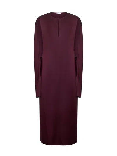 Stella Mccartney Burgundy Satin Midi Dress In Red
