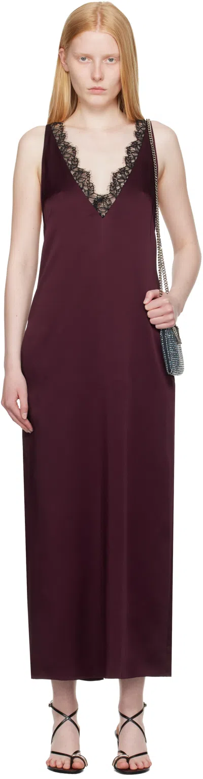 Stella Mccartney Burgundy Satin Slip Maxi Dress