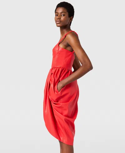 Stella Mccartney Bustier Top Ruched Wrapped Mini Dress In Red