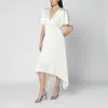Stella Mccartney Womens Buttermilk V-neck Short-sleeve Satin Midi Dress In White