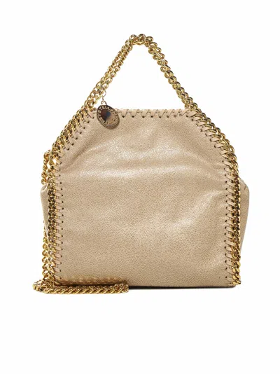 Stella Mccartney Butter Cream And Golden Falabella Tiny Tote Bag In Brown