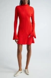 Stella Mccartney Button Detail Long Sleeve Rib Sweater Dress In 6527 - Lipstick Red