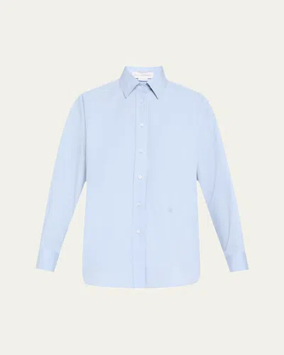 Stella Mccartney Button Down Poplin Blouse In Sky Blue