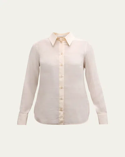 Stella Mccartney Button Down Silk Top In Natural