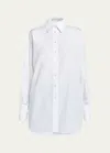Stella Mccartney Button-front Shirt With Snap Button Sleeves In 9000 Pure White