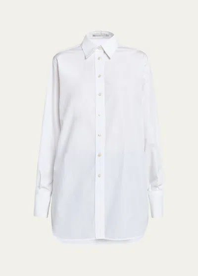 Stella Mccartney Button-front Shirt With Snap Button Sleeves In 9000 Pure White