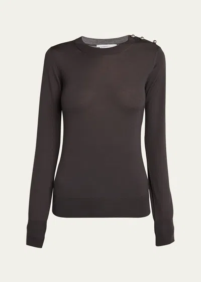 Stella Mccartney Button Shoulder Wool Sweater In 2012 Chocolate B