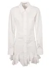Stella Mccartney Button-up Dress With Ruffled Hem In White