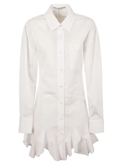 Stella Mccartney Button-up Dress With Ruffled Hem In White