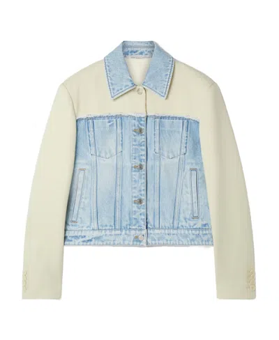 Stella Mccartney Button-up Panelled Denim Jacket In White